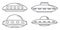 UFO spaceship icon set, outline style