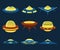 UFO spaceships vector flat icons set