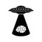 Ufo steals brain. Alien flying saucer and brains