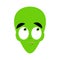 UFO Surprised Emoji. Green alien face astonished emotion. martian avatar
