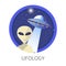 Ufology studies themed concept logo