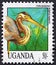 UGANDA - CIRCA 1992: post stamp 50 Ugandan shillings printed by Republic of Uganda, shows Purple heron wild exotic