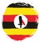 Uganda Circle Flag Vector Hand Painted with Rounded Brush