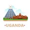 Uganda country design template Flat cartoon style