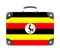 Uganda country flag in the form of a travel suitcase on a white background