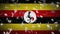 Uganda flag falling snow loopable, New Year and Christmas background, loop