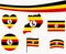 Uganda Flag Map Ribbon Heart Icons Vector Abstract Collection