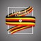 Uganda flag. Official national colors. Uganda`s 3d realistic stripe ribbon. Vector icon sign background.