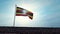 Uganda flag waving on flagpole above wall - 3d video animation