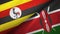 Uganda and Kenya two flags textile cloth, fabric texture