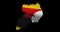 Uganda national flag on map outline, waving animation. 4K alpha channel graphic footage of country shape