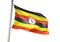 Uganda national flag waving isolated on white background realistic 3d illustration