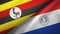 Uganda and Paraguay two flags textile cloth, fabric texture