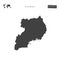 Uganda Vector Map Isolated on White Background. High-Detailed Black Silhouette Map of Uganda