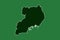 Uganda vector map with single border line boundary using green color area on dark background illustration