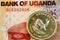 Ugandan 1000 shilling bank note with gold one ounce Krugerrand