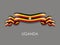 Ugandan flag wavy ribbon background. Vector illustration.