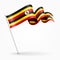 Ugandan pin wavy flag. Vector illustration.