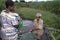 Ugandan women cleaning leeks in horticulture