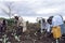 Ugandan women planting vegetable plants