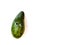Ugly avocado with googly eyes on white background