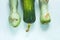 Ugly food concept. Unusual shaped zucchini with mold, scar-like structure, scratches. Top view