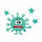 Ugly green virus, germ, bacteria character with human face