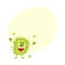 Ugly green virus, germ, bacteria character with human face