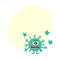 Ugly green virus, germ, bacteria character with human face