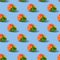Ugly orange pepper seamless pattern peppers on a blue background