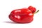 Ugly shaped organic vegetables. Deformed homegrown bell pepper isolated. white background