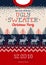 Ugly sweater Christmas party invite, knitted background pattern