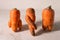 Ugly vegetables, carrots on a light background.funny monster carrot The concept of non-waste production in the food industry