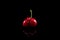 Ugly weird red sweet cherry cherries on black background. Selective focus, copy space. Concept -  Food waste reduction