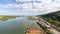 UHD 4k Time Lapse of Clouds and Sky Over Willamette River with St. Johns Bridge in Portlland OR