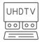 UHDTV system thin line icon, monitors and TV concept, ultra high definition television vector sign on white background