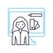 ui designer female line icon, outline symbol, vector illustration, concept sign