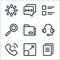 Ui line icons. linear set. quality vector line set such as copy, full screen, phone, headphones, folder, search, list, chat