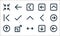 Ui line icons. linear set. quality vector line set such as left arrow, opposite arrows, up arrow, down arrow, expand, left left