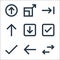 Ui line icons. linear set. quality vector line set such as opposite arrows, left arrow, check mark, check mark, down arrow, up