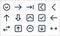 Ui line icons. linear set. quality vector line set such as opposite arrows, up arrow, opposite arrows, down arrow, up arrow, up