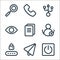 Ui line icons. linear set. quality vector line set such as power button, paper plane, password, user, copy, view, usb, phone