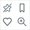 ui line icons. linear set. quality vector line set such as zoom in, favourite, bookmark