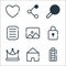 Ui master line icons. linear set. quality vector line set such as battery, home, crown, lock, picture, more, search, share