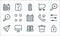 Ui master line icons. linear set. quality vector line set such as unlock, list, send, remove, monitor, zoom out, phone call, cart