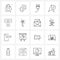 UI Set of 16 Basic Line Icons of mechanic, detail, current, car, mouse