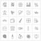 UI Set of 25 Basic Line Icons of career opportunities, transport, file format, tire, mechanic