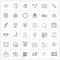 UI Set of 36 Basic Line Icons of id, angel, cart, valentine`s day, love
