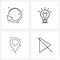 UI Set of 4 Basic Line Icons of arrow, navigations, reset, business, navigation