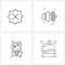 UI Set of 4 Basic Line Icons of badge,sticker, music, player